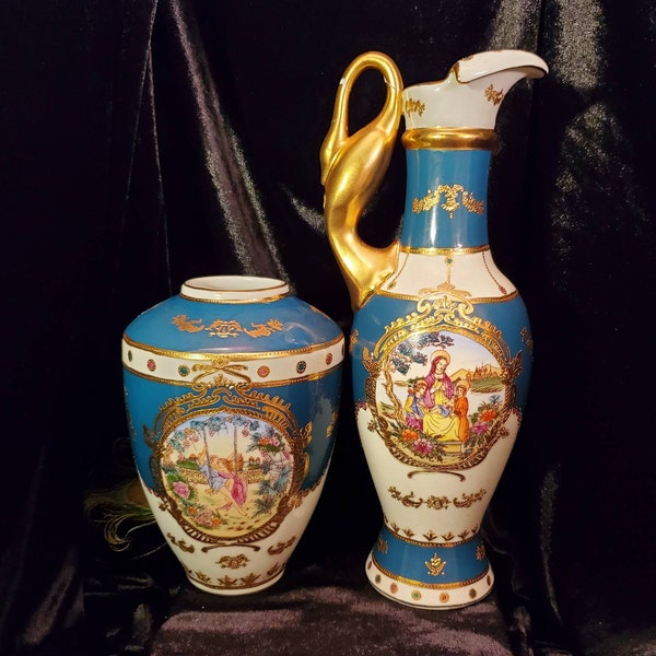 Blue and Gold Vase Etsy