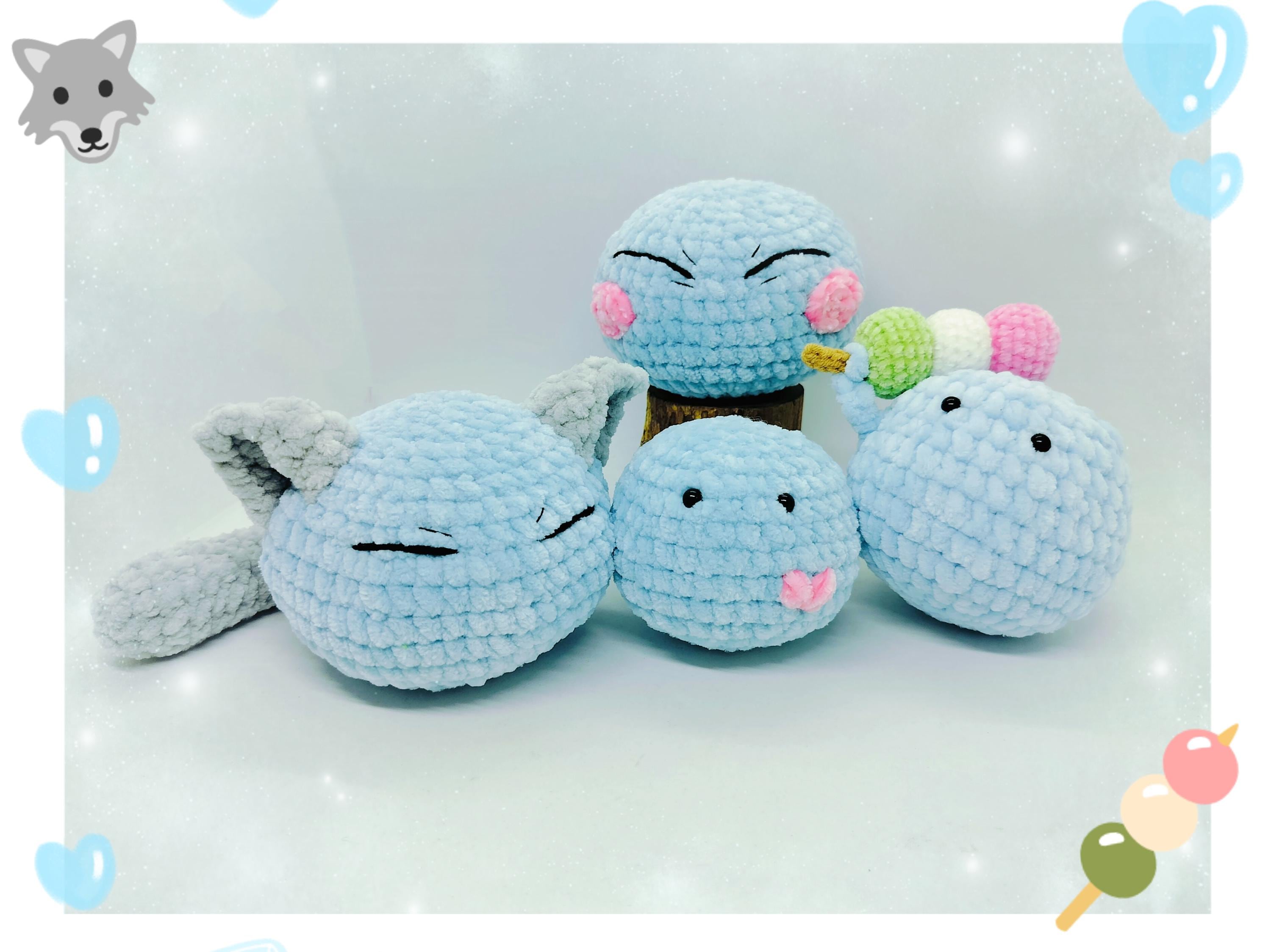 かぎ針編みのアニメスライムぬいぐるみ転生リムルテンペスト/スイ