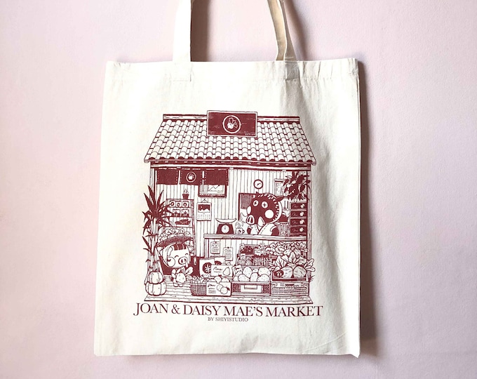 Cotton Tote Bag Animal Crossing Cotton Bag Shopping Bag Gift Daisy Mae Joan ACNH Etsy