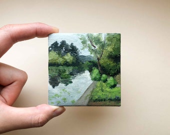 West Lake landscape/oil painting/mini painting/landscape painting/7x7cm