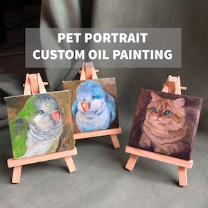 Pet Portrait Custom Oil Painting/Pet Portrait/Parrot Portrait/Painting on Canvas/Mini Painting/Gift