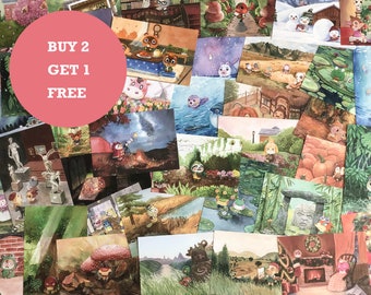 Animal Crossing Ansichtkaarten - Animal Crossing Art - Animal Crossing Print - ACNH - Animal crossing gift - Celeste, Leif, en nog veel meer