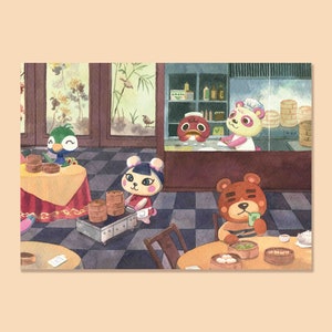 Animal Crossing - Impresión de postal de Animal Crossing - ACNH - Arte de cruce de animales - Pintura de cruce de animales - Tarjeta postal de regalo - Dim Sum