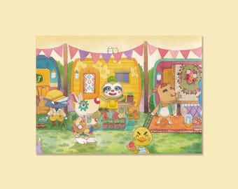 Open market Leif- animal crossing - acnh - A6 postcard - Prints - animal crossing new horizon