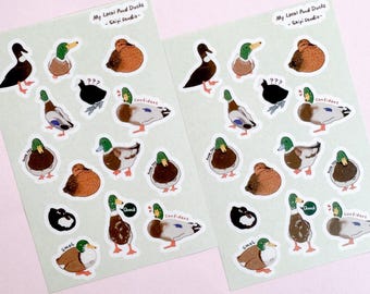 Duck Washi Paper Sticker Sheet: Watercolor Mallard & Coot