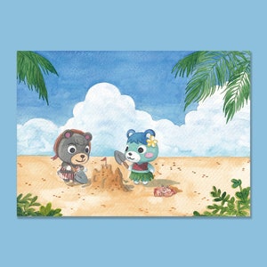 A6 Prints - Olive - Bluebear - Impression de carte postale - ACNH - Animal Crossing Art - Animal Crossing Painting - Carte postale cadeau