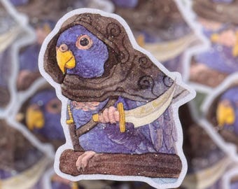 Bronze-Winged Parrot Glitter Sticker - 8cm Birb Decal