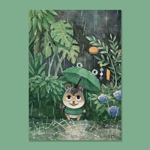 Animal Crossing Hamlet - Animal Crossing Postcard Print - ACNH - Animal Crossing Art - Animal Crossing Painting - Carte postale cadeau