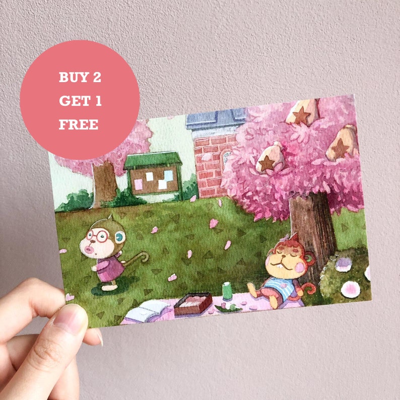 Animal Crossing Flip and Elise Animal Crossing Postcard Etsy