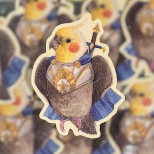 Glitzer Nymphensittich Papagei Aufkleber: Wasserfester Aufkleber