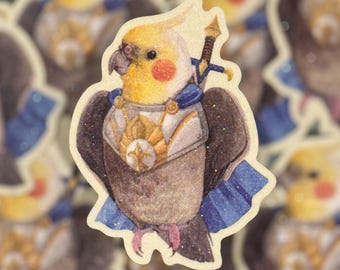 Glitter Cockatiel Parrot Sticker: Water-Resistant Birb Decal