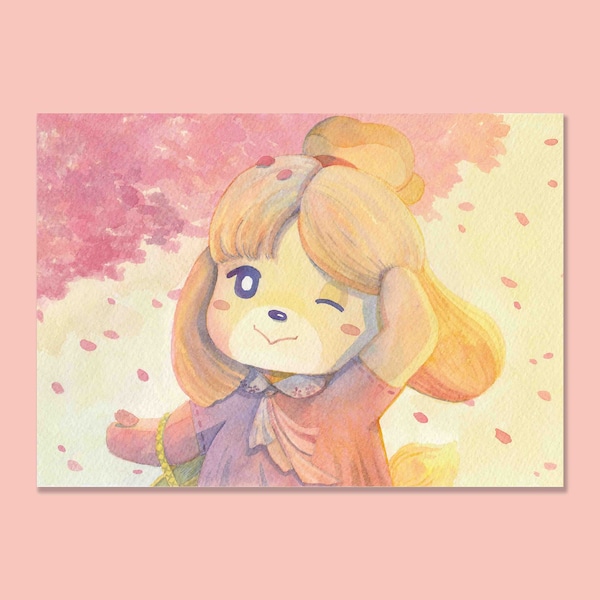 A6 Prints - Isabelle -  Animal Crossing Postcard Print - ACNH - Animal Crossing Art - Animal Crossing Painting -  Gift Postcard Card
