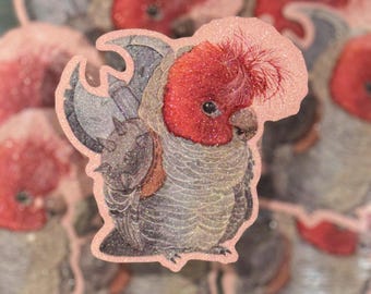 Gang Gang Parrot Glitter Sticker - 8cm Birb Decal
