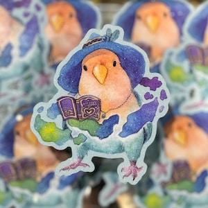 Lovebird Glitzer Sticker: Papagei, Sittich, Birb - 8 cm