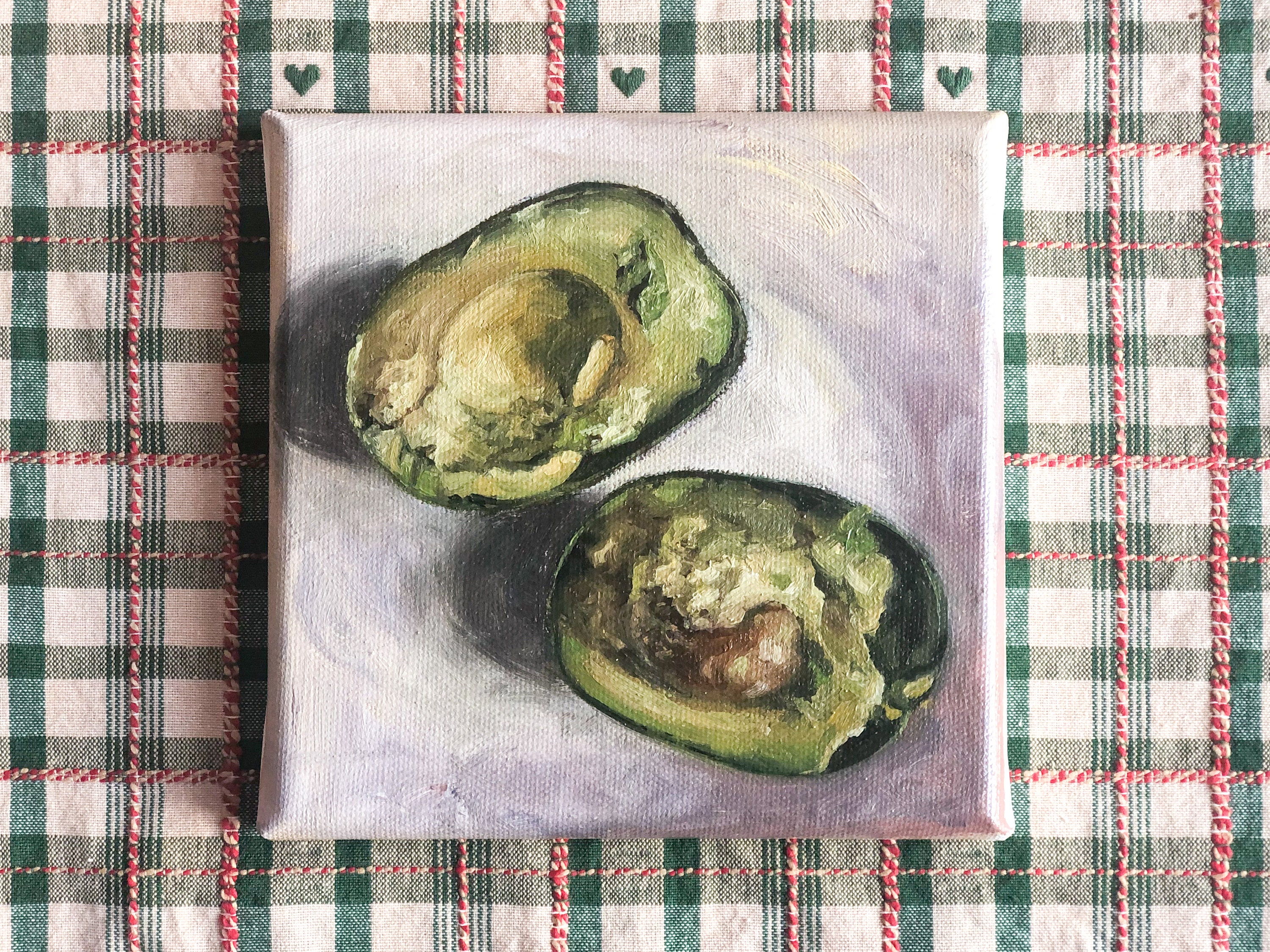 Original Oil painting / Still life / Oils on Canvas/ Avocado Painting /Oil Painting on Canvas / 6 x 6 in