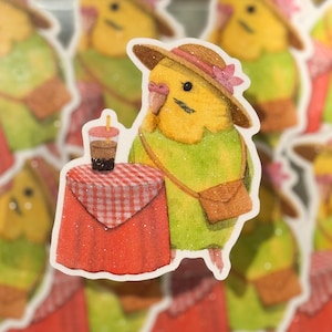 Glitter Budgie Sticker: Water-Resistant Parrot Decal