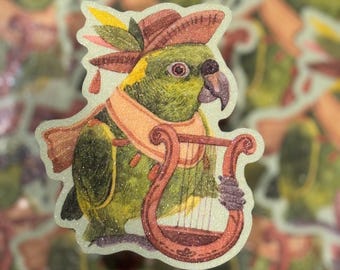 Glitter Amazon Parrot Sticker - Birb Decal - 8cm
