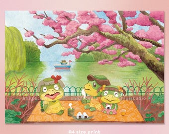 A4 Kapp'n Family - Paper Poster - Watercolour illustration print on sturdy paper - Animal Crossing