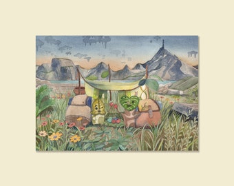 korok A6 prints - watercolour painting - the legend of Zelda - tears of the kingdom