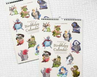 Perpetual Calendar - Birthday Calendar A4 - 210x297mm - bird calendar - fantasy theme calendar - ACNH - Wall Calendar - Parrot calendar