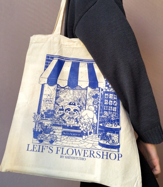 トートバッグ [JILLSTUART] POPULET Navy Stich Cotton Tote Bag Cotton Tote Bag - Animal Crossing - Cotton Bag - Shopping