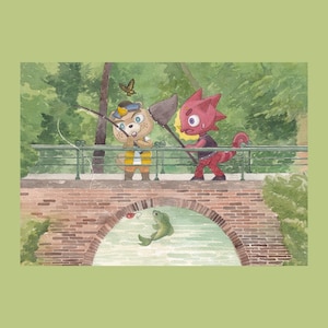 A6-afdrukken - Animal Crossing CJ - Flikkeren - Ansichtkaart-afdruk - ACNH - Animal Crossing-kunst - Animal Crossing-schilderij - Ansichtkaart cadeau