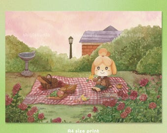 A4 Isabelle - Paper Poster - Watercolour illustration print on sturdy paper - Animal Crossing