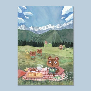 Animal Crossing Tom Nook - Timmy Tommy - ACNH - Animal Crossing-kunst - Animal Crossing-schilderij - Ansichtkaart cadeau - wordt afgedrukt