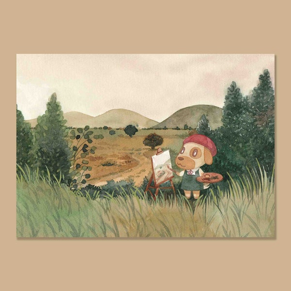 Animal Crossing Goldie -  Animal Crossing Postcard Print - ACNH - Animal Crossing Art - Animal Crossing Painting -  Gift Postcard Card
