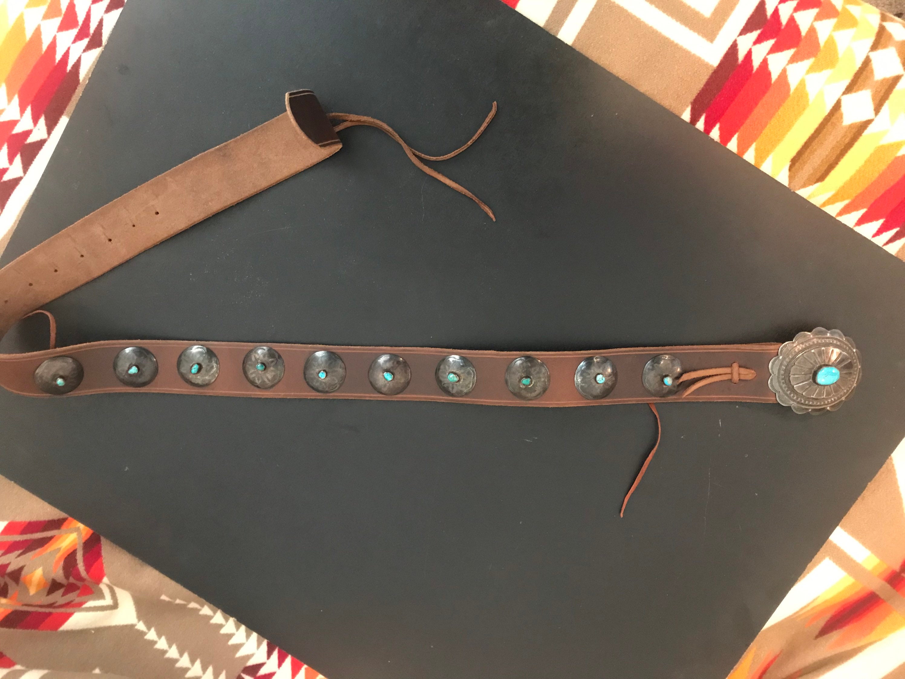 Renowned Dee Morris Silver and Turquoise Concho Belt - Etsy display picture 1