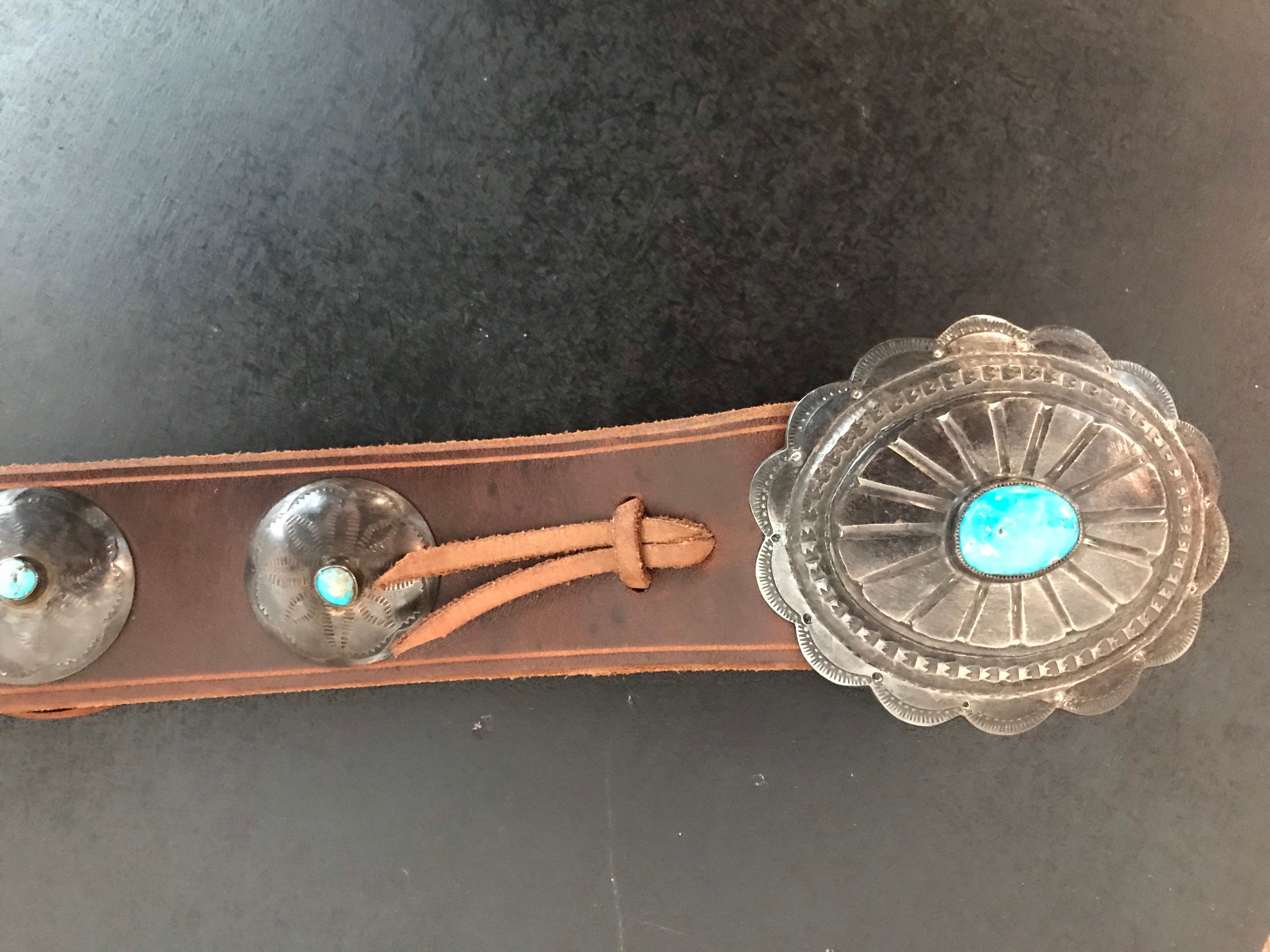Renowned Dee Morris Silver and Turquoise Concho Belt - Etsy display picture 2