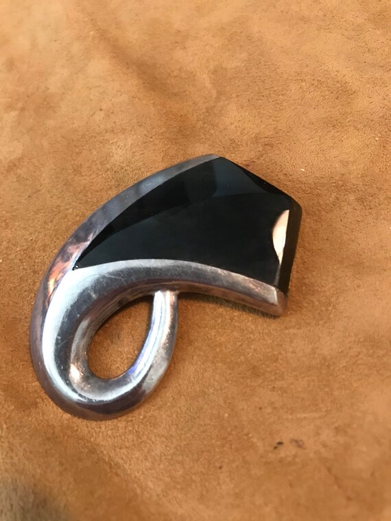 Vintage Enrique Ledesma Modernist Sterling & Onyx 