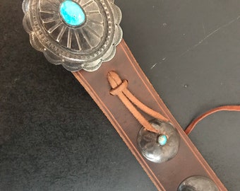 Renowned Dee Morris Silver and Turquoise Concho Belt - Etsy display picture 2