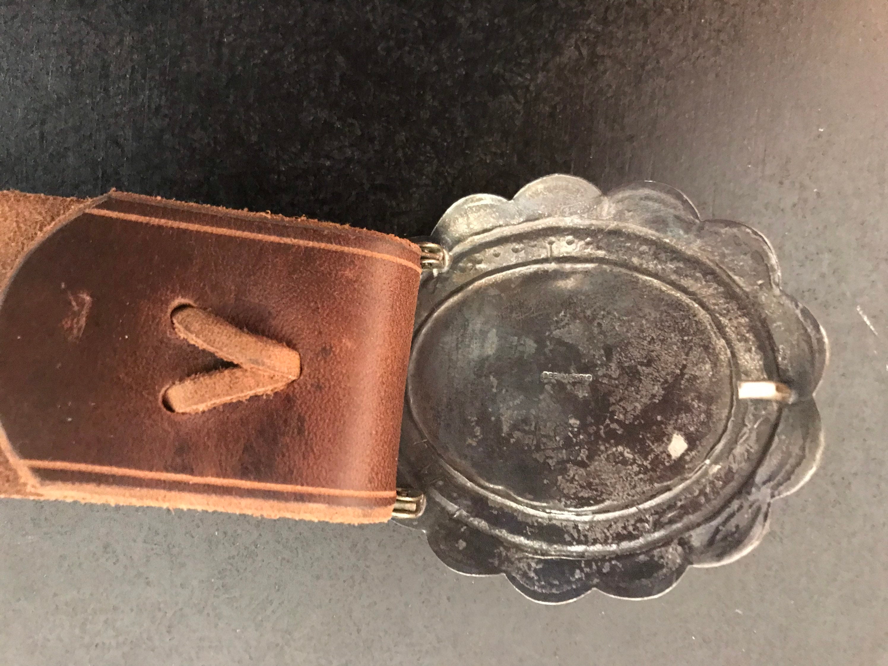 Vintage Dee Morris Silver and Turquoise Leather Belt Vintage Turquoise and Sterling Silver Belt Buckle by Dee Morris main image 4