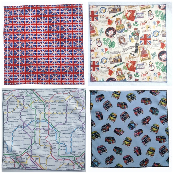 UNIQUE HANDMADE UNION JACK FLAGS POCKET SQUARES UK NOVELTY HANDKERCHIEF GIFT