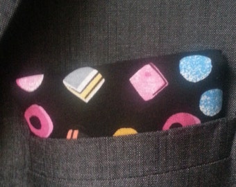 Liquorice Allsorts Sweets Pocket Square  Handkerchief Hankie 300mm x 300mm