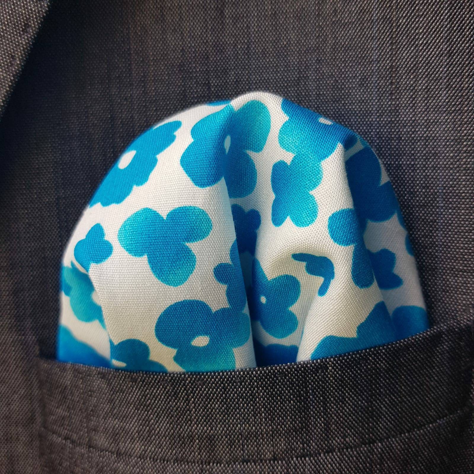 Blue Corsage Bright Pocket Square Handkerchiefs 30x30cm Etsy UK