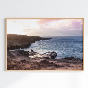 Maui Ocean Sunset Print Beach and Coastal Photography Hawaiian Printable Wall Art Ocean Wall Print Instant Download Ironwoods Beach Print image 1