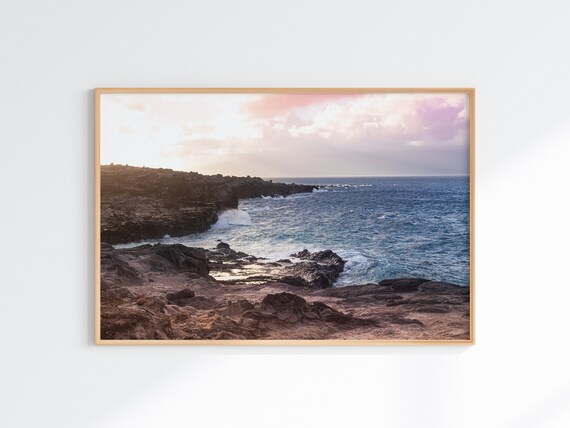 Maui Ocean Sunset Print Beach and Coastal Photography Hawaiian Printable Wall Art Ocean Wall Print Instant Download Ironwoods Beach Print