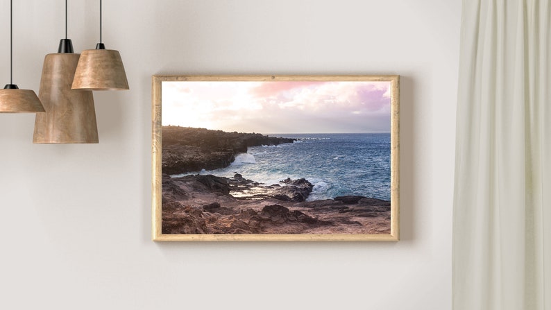 Maui Ocean Sunset Print Beach and Coastal Photography Hawaiian Printable Wall Art Ocean Wall Print Instant Download Ironwoods Beach Print image 4