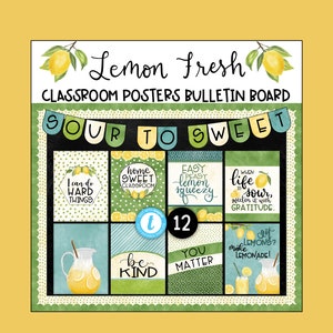 Lemon Fresh EDITABLE Growth Mindset Classroom Posters, Banner, Borders Bulletin Board Kit, motivational posters, Classroom Décor Kit