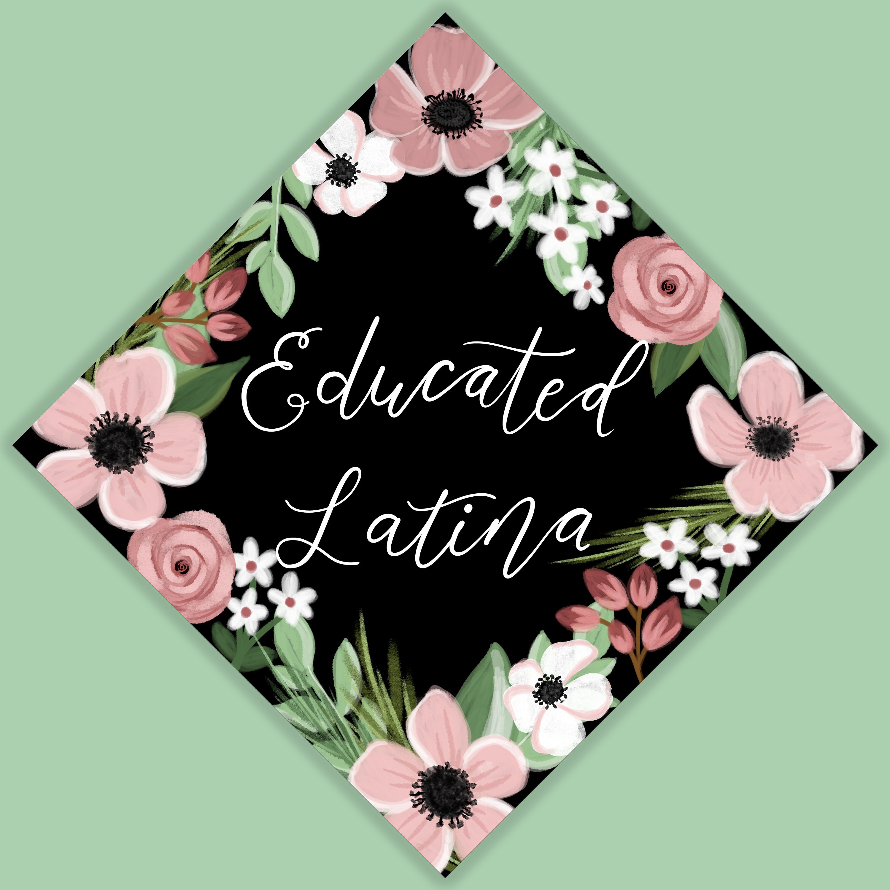 Educated Latina Boho Pink Floral Graduation Cap Topper, Mexican Culture ...