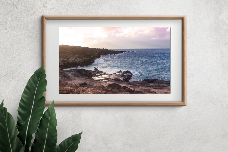Maui Ocean Sunset Print Beach and Coastal Photography Hawaiian Printable Wall Art Ocean Wall Print Instant Download Ironwoods Beach Print image 5