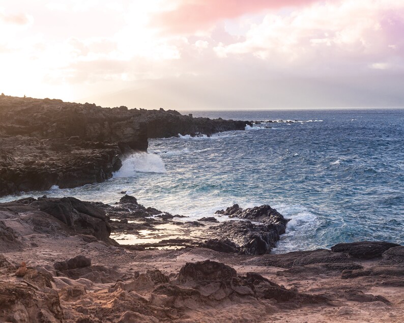 Maui Ocean Sunset Print Beach and Coastal Photography Hawaiian Printable Wall Art Ocean Wall Print Instant Download Ironwoods Beach Print image 3