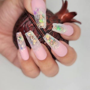 Pink and Glitter Ombre Press On/Glue On Nails