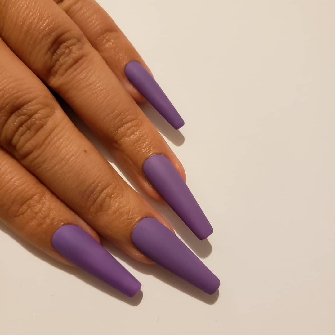 100 Pieces Matte Long False Nails Solid Color Full Cover Fake Nails Colour  Purple | Fruugo IE