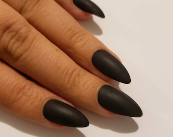 Matte Black Press On/Glue on Nails