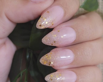 Cheer, glitter ombre in gold Press On / Glue On Nails