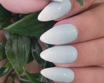 Ombre Shimmer in Baby Blue Glossy Press On/Glue on Nails