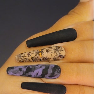 Halloween Purple Marble Press On / Glue On Nails image 3
